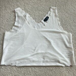 White Ruffled Crop Tank Top